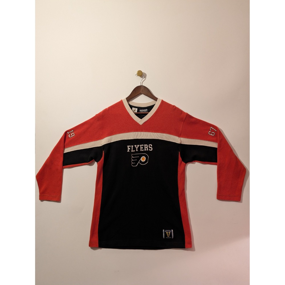 Old Time Hockey Philadelphia Flyers Shirt Mens L Orange Black NHL Retro